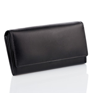 Portofel din piele pentru femei cu protecție RFID (negru)