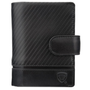 Portofel Bărbați Piele Naturală pentru Carduri și Monede cu Protecție RFID BLOCK (negru, carbon)
