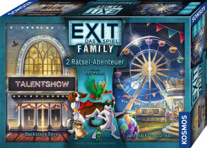 EXIT® - Das Spiel Family: Backstage Boys / Jahrmarkt im Dunkeln Brettspiel ab 8 Jahren, für 2-4 Spieler