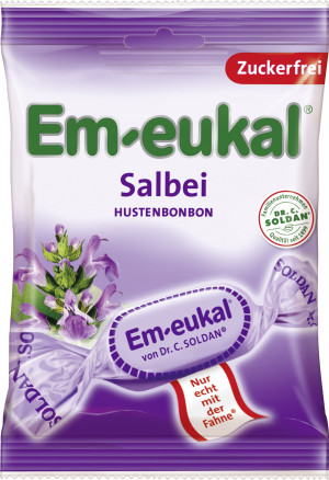 Cukierki bez cukru ziołowe Szałwia Szałwiowe niemieckie EM-EUKAL twarde bez nadzienia