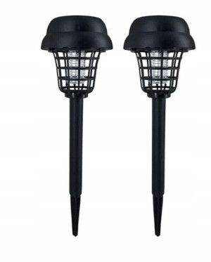 Lampa ogrodowa solarna UV na owady komary 2 szt LED