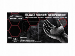 Rękawice nitrylowe gumowe CZARNE bez lateksu bezpudrowe wielozadaniowe r. M