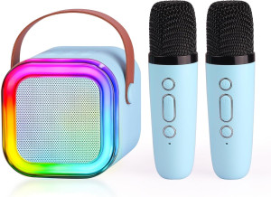 Zestaw do karaoke GŁOŚNIK usb LED + dwa mikrofony świecący BT bluetooth
