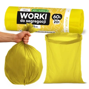 Worki na śmieci ŻÓŁTE wytrzymałe eco 35 litrów na plastik metal