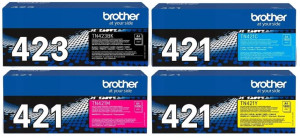 Tonery Brother TN-423 BK Czarny + TN-421 CMY Kolory (Komplet)