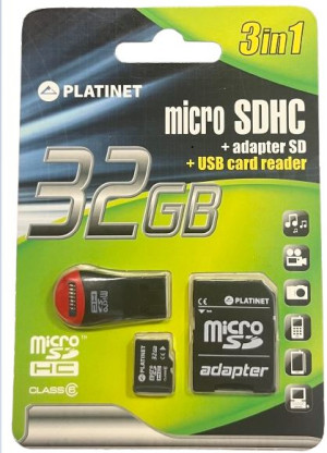 Karta pamięci Platinet microSDHC 32GB z adapterem + czytnik kart