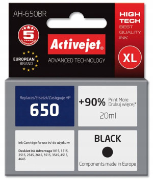Tusz ActiveJet do HP 650XL (Czarny)