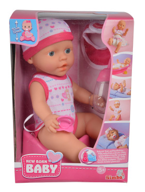Simba New Born Baby - Lalka funkcyjna z akcesoriami 30 cm ciemny róż 5037800 01