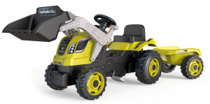 Smoby - Traktor Farmer MAX z łyżką i przyczepą Zielony 710132