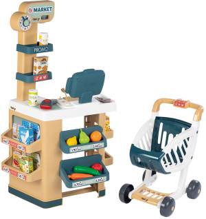 Smoby - Market z elektroniczną kasą, skanerem i wagą + 34 akcesoria 350238
