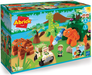 Ecoiffier Abrick - Zestaw z dinozaurami Dino Land + 2 figurki + 1 pojazd 2995