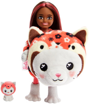 Barbie Cutie Reveal - Lalka Chelsea Kotek-Panda Czerwona + zwierzątko HRK28