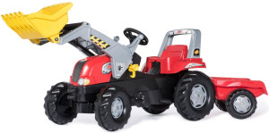 Rolly Toys - Traktor Rolly Junior RT z łyżką i przyczepą Czerwony 812127