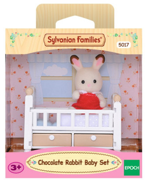 Sylvanian Families - Dziecko królików z czekoladowymi uszami z łóżeczkiem 5017
