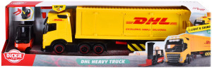 Dickie City - Ciężarówka VOLVO z naczepą DHL 35 cm + wózek widłowy 3747018