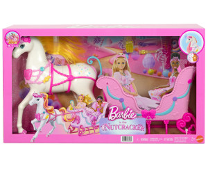 BARBIE Dziadek do orzechów - Koń i sanie dla lalek Barbie - Akcesoria JNH63