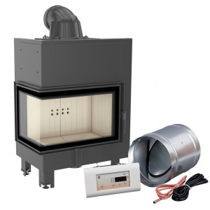 Intelligenter Kamineinsatz aus Stahl KRATKI MBM links 10 kW Ø 200