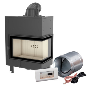 Intelligenter Kamineinsatz aus Stahl KRATKI MBM rechts 10 kW Ø 200