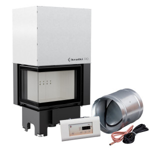 Intelligenter Kamineinsatz aus Stahl KRATKI VNL 610/430 9 kW Ø 200 mit Schiebetür