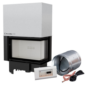 Intelligenter Kamineinsatz aus Stahl KRATKI VNP 810/410 14 kW Ø 200 mit Schiebetür