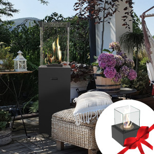Terrassenheizer Gas PATIO SLIM schwarz + Gratis TANGO/2  bioethanol