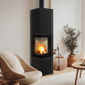 Piec stalowy KRATKI TORA/L 8 kW Ø 150 spiek Nero