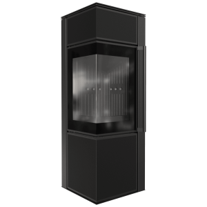 Kaminofen aus Stahl KRATKI TORA/S 8 kW Ø 150 Quarzsinter Nero Assoluto schwarz