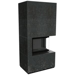 Kaminbausatz KRATKI FLOKI BOX rechts 8 kW Ø 160 Quarzsinter OXIDE NERO schwarz