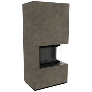 Kaminbausatz KRATKI FLOKI BOX rechts 8 kW Ø 160 Quarzsinter FOKOS PIOKRATKI MBO schwarz