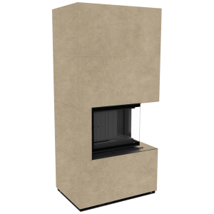 Kaminbausatz KRATKI FLOKI BOX rechts 8 kW Ø 160 Quarzsinter FOKOS RENA schwarz