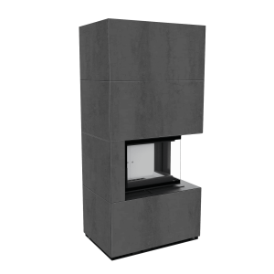 Kaminbausatz KRATKI FLOKI BOX rechts 8 kW Ø 160 Quarzsinter NATURALI PIETRA DI SAVOIA ANTRANCITE