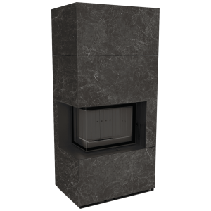 Kaminbausatz KRATKI FLOKI BOX links 8 kW Ø 160 Quarzsinter NATURALI NERO GRECO schwarz
