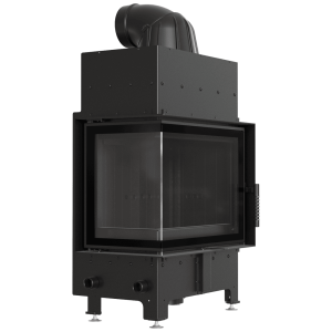 Kamineinsatz aus Stahl KRATKI FLOKI S links 8 kW Ø 160 schwarz Verkleidung mit