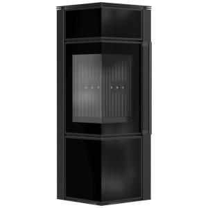 Kaminofen aus Stahl KRATKI TORA/S 8 kW Ø 150 Schwarzes Glaspaneel schwarz Verkleidung mit