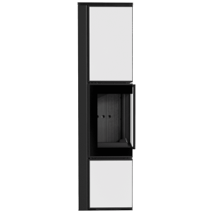 Piec stalowy KRATKI TORA/L 8 kW Ø 150 biały panel szklany czarne wyłożenie z