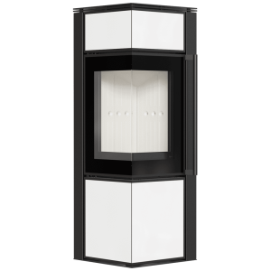 Kaminofen aus Stahl KRATKI TORA/S 8 kW Ø 150 Weißes Glaspaneel mit