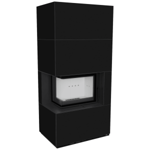 Kaminbausatz KRATKI FLOKI BOX links 8 kW Ø 160 Quarzsinter NERO ASSOLUTO mit