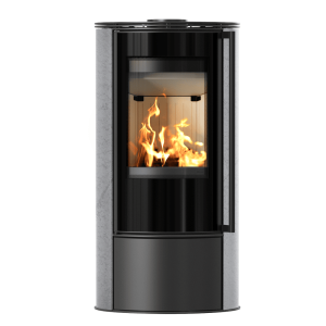 Kaminofen aus Stahl KRATKI ERIK Ø 150 5,5 kW dekorative Keramiken GRAY