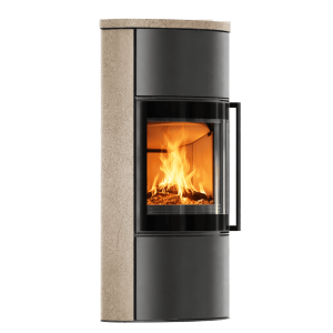 BJORN Ø 150 7 kW freistehender Stahlofen Hochdekorative GOLD SATIN Speicherkeramik;