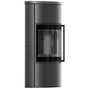 BJORN Ø 150 7 kW freistehender Stahlofen Hochdekorative GRAFITE SATIN Speicherkeramik; Keramikabdeckung; schwarzes Thermotec; mit