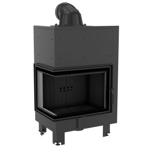 Kamineinsatz aus Stahl KRATKI MBZ links 13 kW Ø 200 schwarz