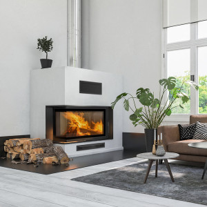 Kamineinsatz aus Stahl KRATKI MBM links 10 kW Ø