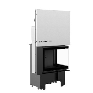 Kamineinsatz aus Stahl KRATKI VNP 610/430 9kW Ø200 mit Schiebetür schwarz