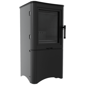Kaminofen aus Stahl KRATKI K5 Ø 150 7 kW regal für holz mit Tür schwarz
