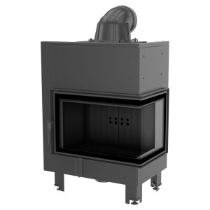 Kamineinsatz aus Stahl KRATKI MBM rechts 10 kW Ø 200 gebogenes Glas schwarz