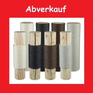 ABVERKAUF Vollholz-Sisalstamm / Deckenspanner, versch. Dicken/Längen/Gewinde, B-Ware (alte/unterschiedliche Chargen)