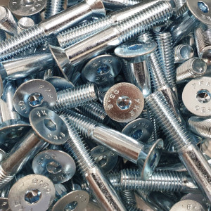 Senkkopfschraube, Schraube mit Innensechskant, Gewindedurchmesser: 8 mm (M8), 10 mm (M10) und 12 mm (M12), Schraubenlänge: 40-80 mm