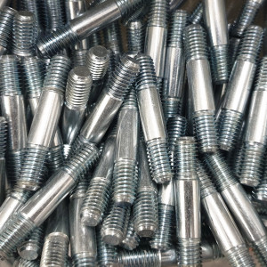 Stehbolzen M8 oder M10, 44 mm Länge, verzinkt, Stehbolzen für Endstämme, Gewindedurchmesser: 8 mm (M8) und 10 mm (M10), Gesamtlänge: 44 mm