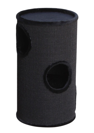 Kratztonne "DASHA 2" für Kratzbäume, Grundfläche: ca. 38 cm, Höhe: ca. 70 cm, Plüschfarbe: Schwarz