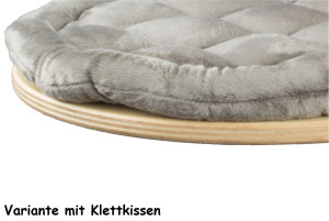 Liegeplatte rund 50 cm mit Premium-Klettkissen für Kratzbäume, Liegeplatte 20/18 mm stark, 50 cm Durchmesser, Birke oder Buche-Multiplex